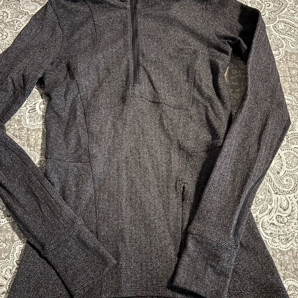 Lululemon Gray Herringbone Quarter-Zip Pullover